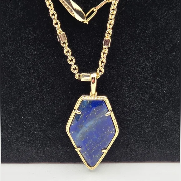 KENDRA SCOTT Gold-Tone Framed Tessa Multi-Strand Necklace Lapis Pendant